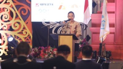 Wali Kota Semarang, Agustina Wilujeng Pramestuti saat memberikan sambutan dalam acara JCI Indonesia National Convention 2025 di Padma Hotel Semarang. (dok Pemkot Semarang)