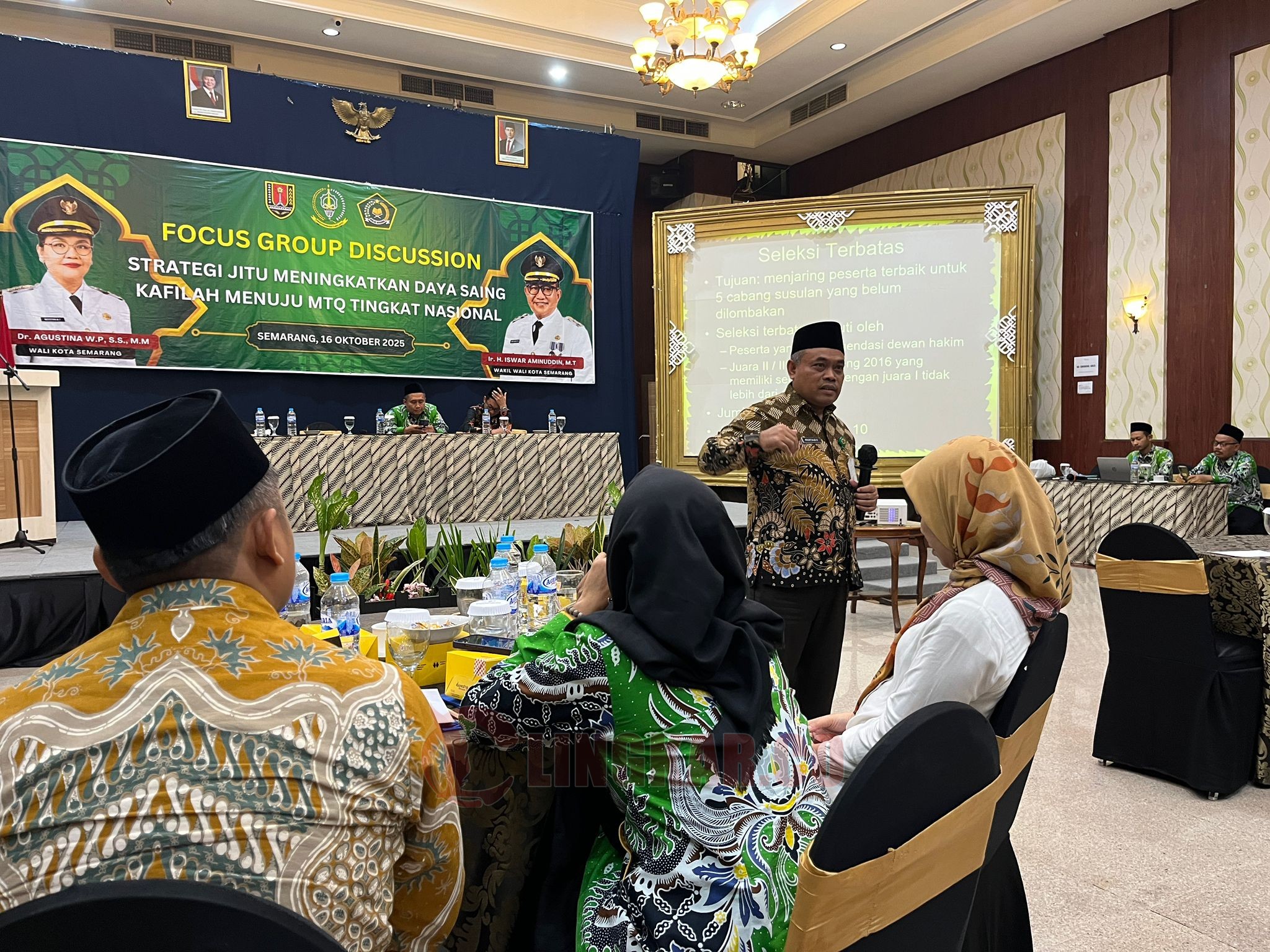 Kegiatan FGD dengan tema Strategi Jitu Meningkatkan Daya Saing Kafilah Menuju (Musabaqah Tilawatil Qur’an) MTQ Tingkat Nasional di Hotel Pandanaran. (dok Pemkot Semarang)