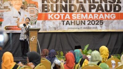 Wali Kota Semarang, Agustina Wilujeng Pramestuti saat menyampaikan sambutan dalam kegiatan pembukaan Konferensi Bunda PAUD Kota Semarang di Hotel Grasia. (dok Pemkot Semarang)