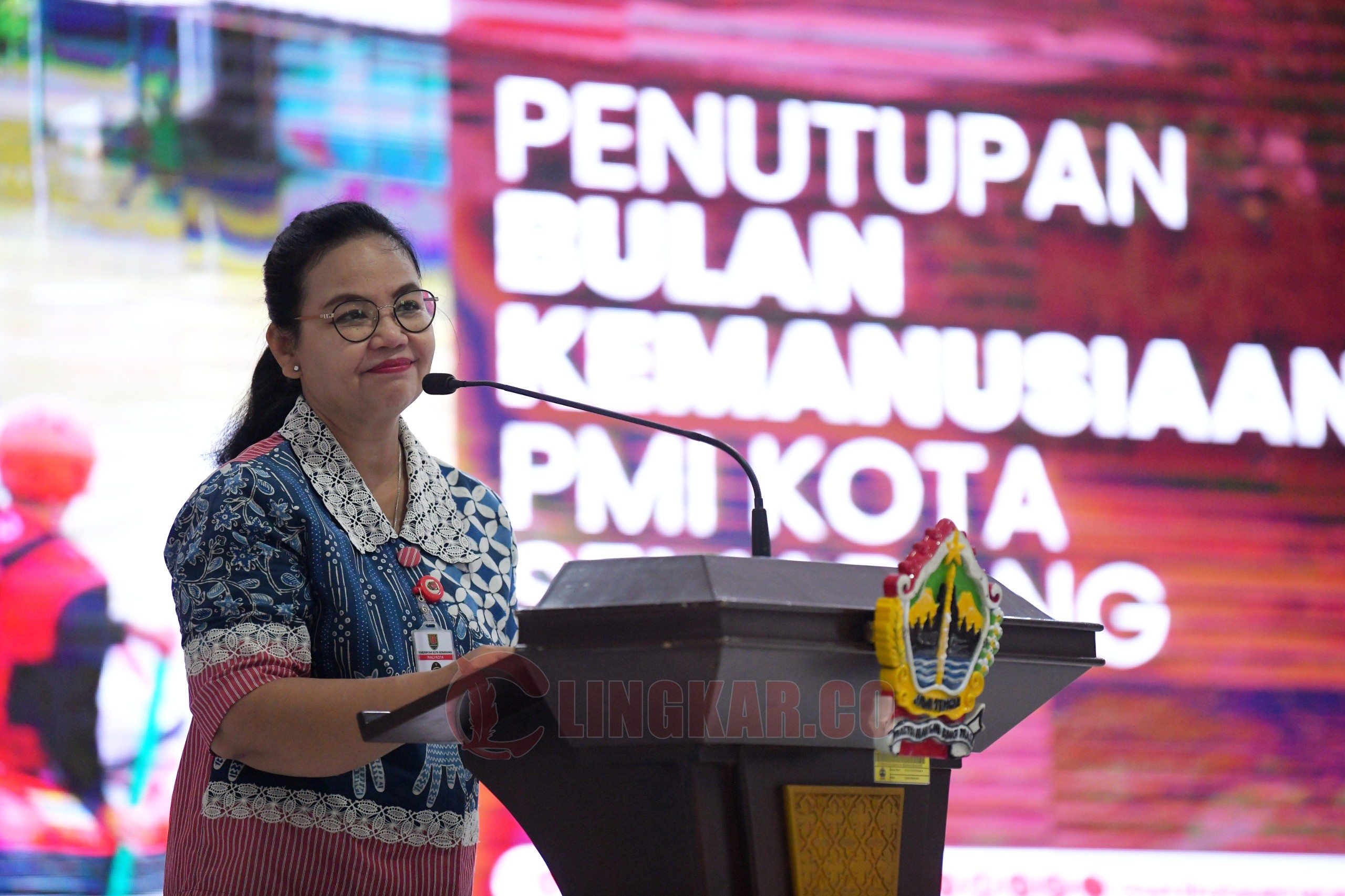 Wali Kota Semarang, Agustina Wilujeng Pramestuti saat menghadiri Penutupan dan Penyerahan Hasil Bulan Dana PMI di Wisma Perdamaian. (dok Pemkot Semarang)