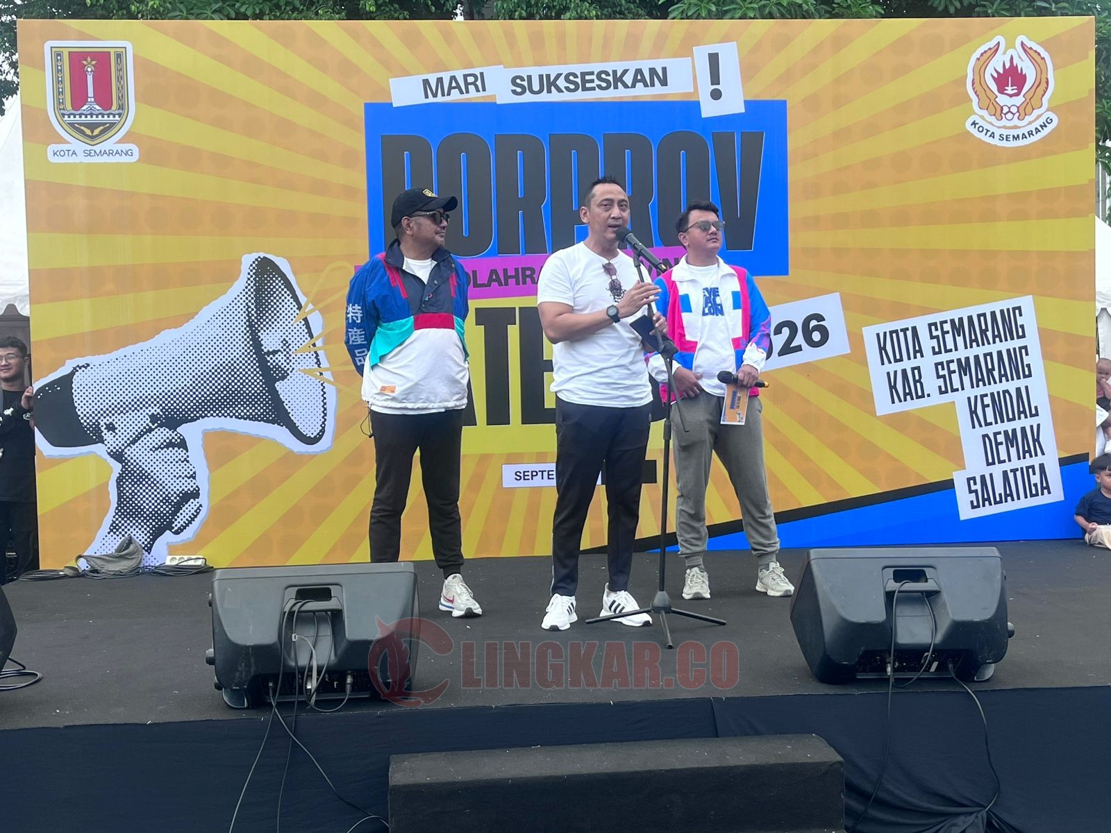 Sosialisasi Porprov 2026 di CFD di kawasan Air Mancur Jalan Pahlawan. (dok KONI Semarang)