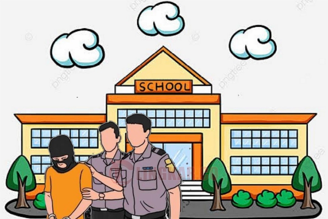 Ilustrasi polisi mengamankan pelaku pencurian di sekolah. Foto: Lingkar.co