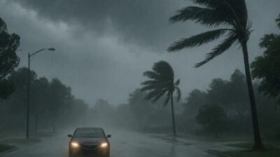 Ilustrasi hujan lebat disertai angin kencang. Foto: istimewa