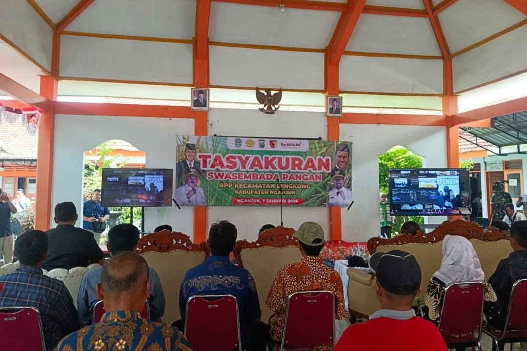 Tasyakuran Swasembada Pangan Pemkab Nganjuk di Pendopo Kecamatan Lengkong, Kabupaten Nganjuk, Jawa Timur, Rabu (7/1/2026). Foto: dokumentasi