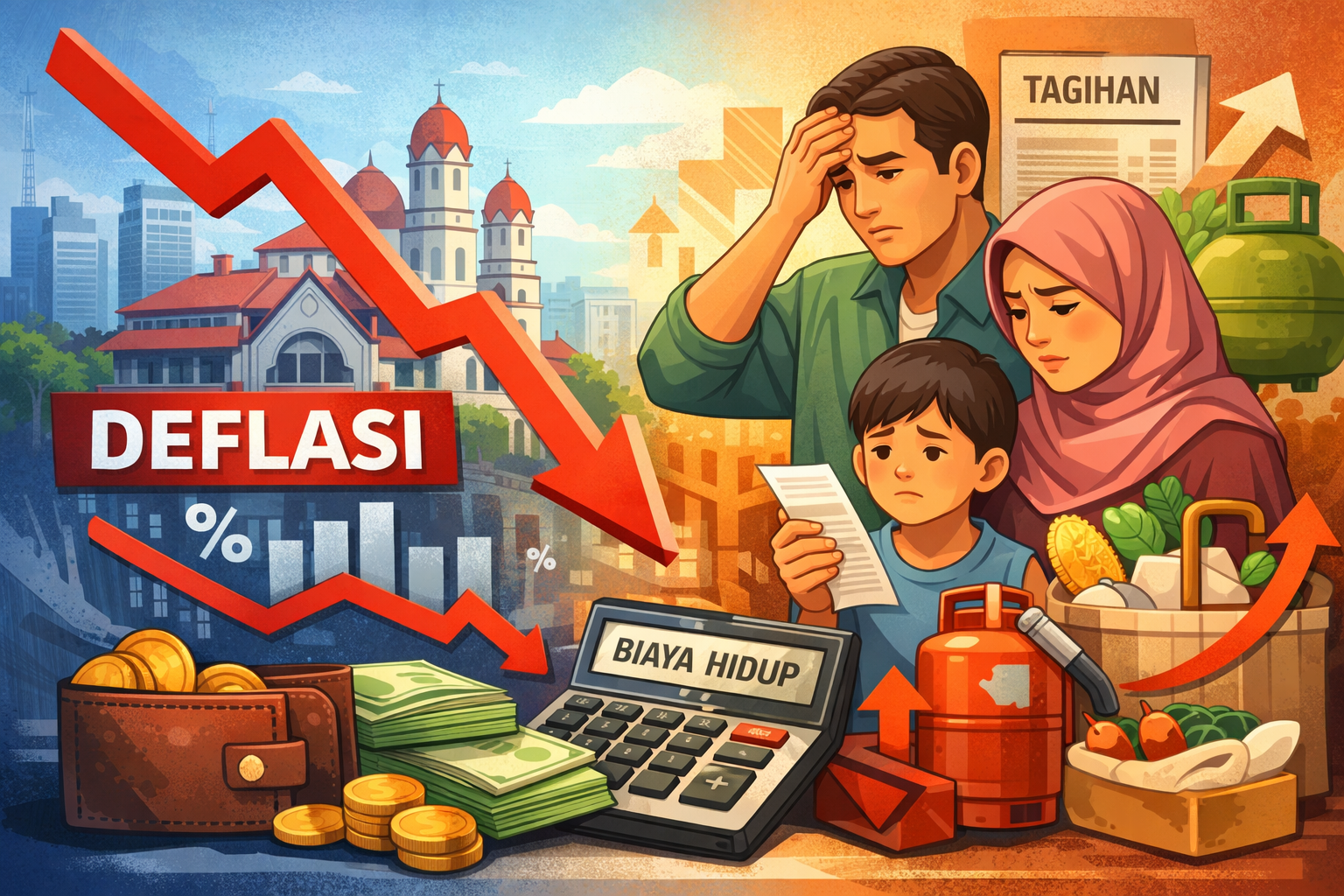 Ilustrasi deflasi di Kota Semarang. (dok AI)