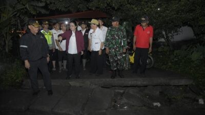 Wali kota Semarang, Agustina Wilujeng meninjau tanah gerak di wilayah Kelurahan Jangli. (dok Pemkot Semarang)