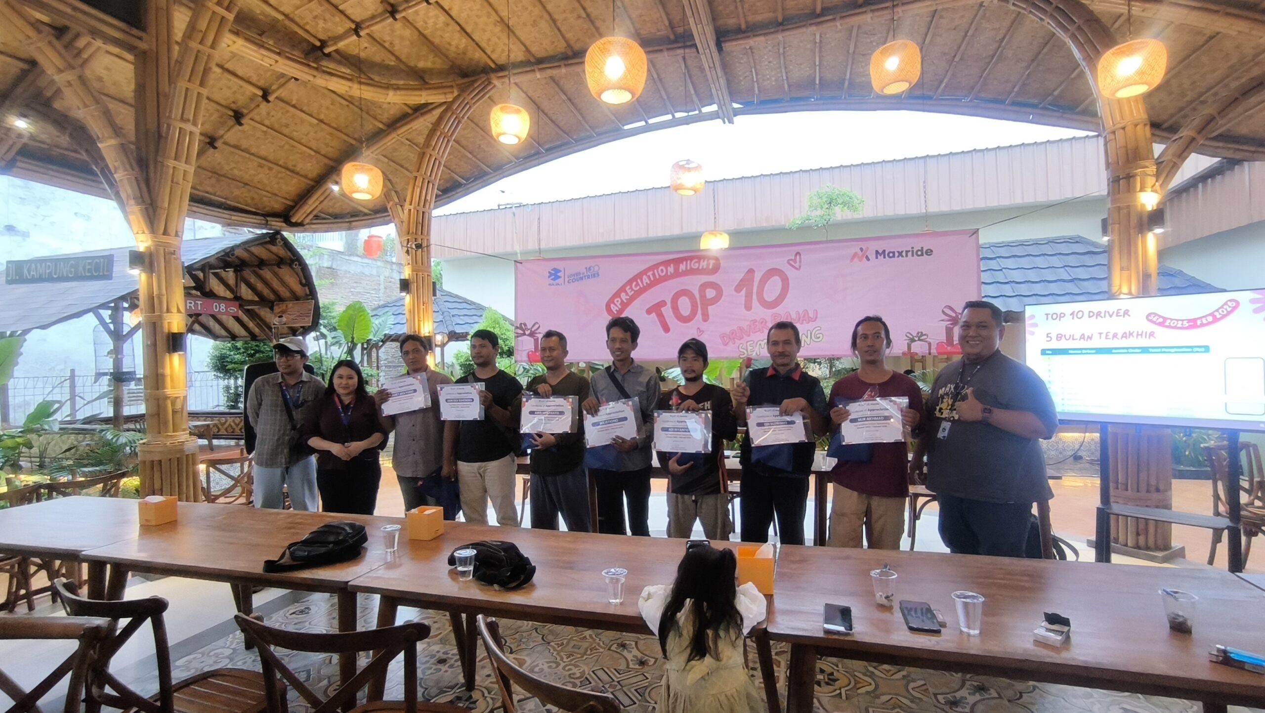 Maxride apresiasi 10 Driver dengan penghasilan Rp10 Jita per bulan. (dok Alan Henry)