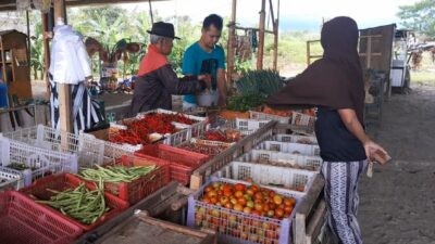 Salah satu lapak pedagang sayur di terowongan Tol Ringinarum Kabupaten Kendal. Foto: istimewa