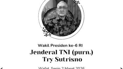 Jenderal TNI (Purn.) Try Sutrisno, Wakil Presiden ke-6 Republik Indonesia telah meninggal dunia pada hari Senin (2/3) di Jakarta. (dok Lingkar.co)