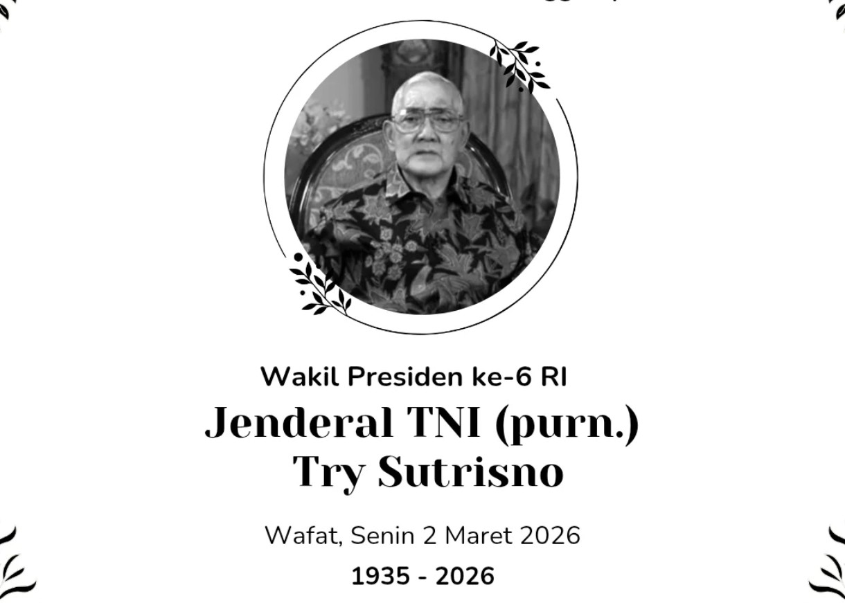 Jenderal TNI (Purn.) Try Sutrisno, Wakil Presiden ke-6 Republik Indonesia telah meninggal dunia pada hari Senin (2/3) di Jakarta. (dok Lingkar.co)