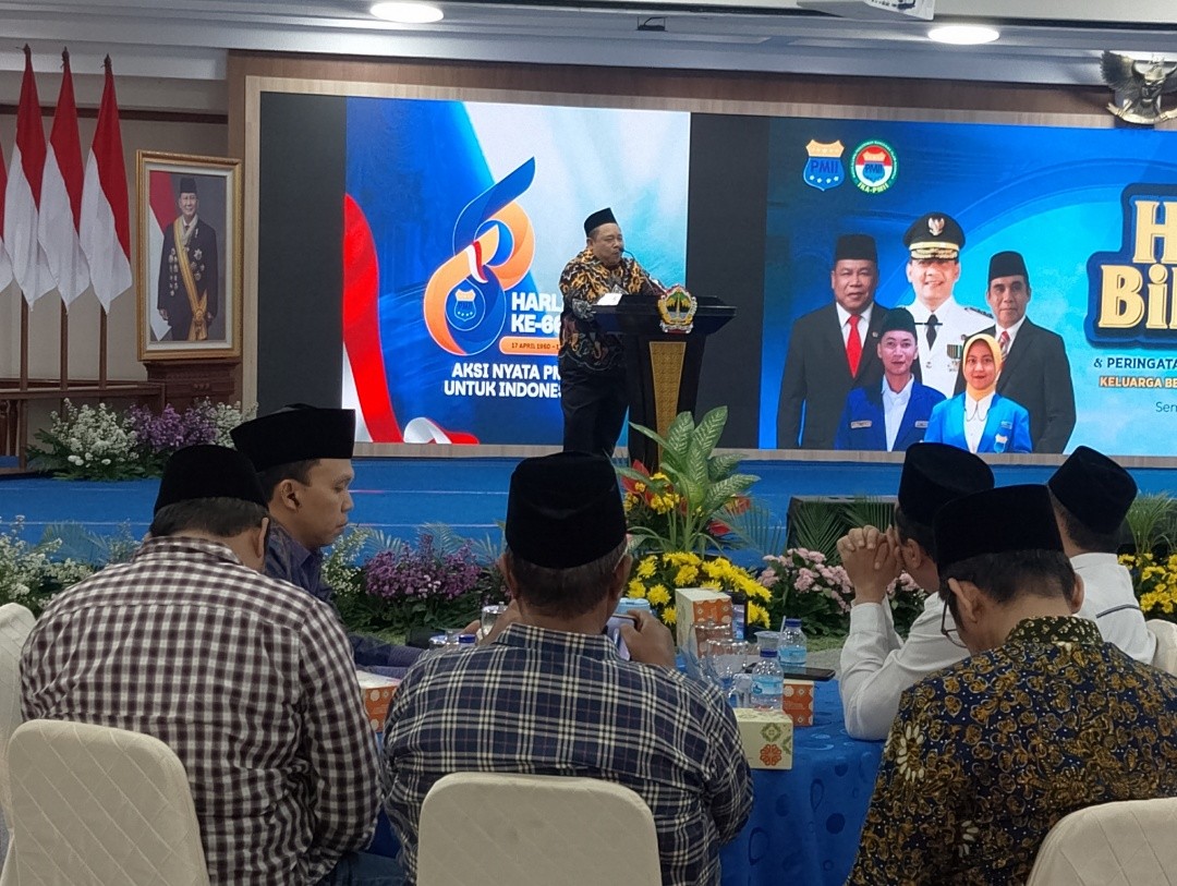 Ketua Umum PB Ika PMII, Fathan Subchi saat menyampaikan sambutan Harlah 66 Tahun PMII di Gradhika Bhakti Praja. Foto: Rifqi/Lingkar.co