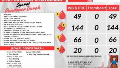 Jadwal donor darah May Day PMI Kabupaten Demak. Foto: dokumentasi