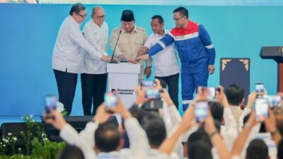Presiden Prabowo Subianto saat groundbreaking proyek hilirisasi nasional fase II di PT Kilang Pertamina Internasional Cilacap, Rabu (29/4/2026).