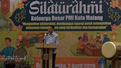 Wali Kota Malang Wahyu Hidayat saat menghadiri Silaturahmi Keluarga Besar PMI Kota Malang. Foto: dokumentasi