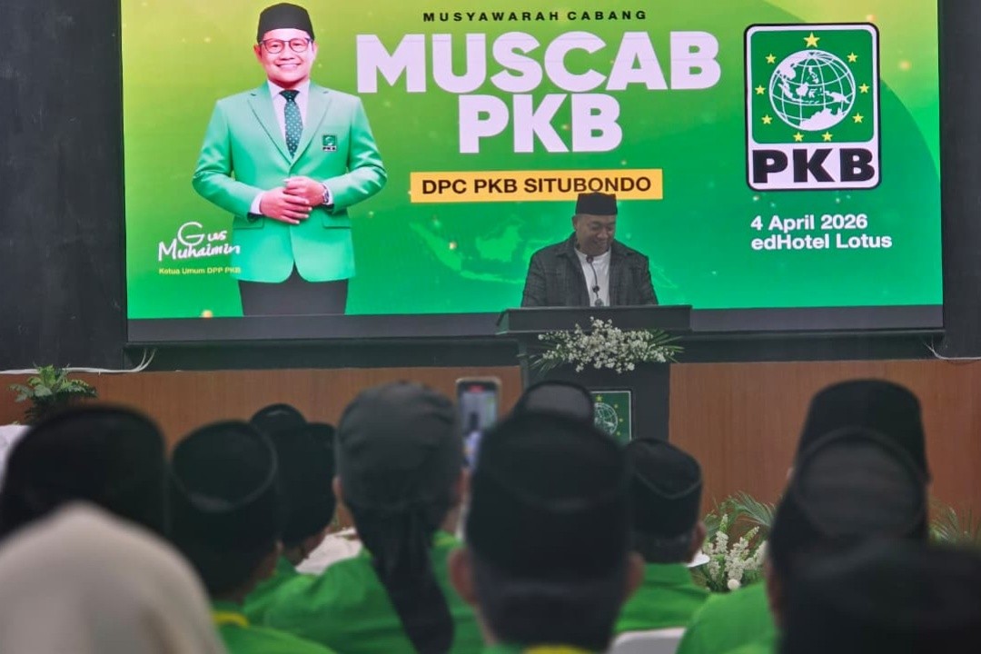 Bupati Situbondo, Yusuf Rio Wahyu Prayogo saat hadir di Musyawarah Cabang (Muscab) PKB Situbondo di Hotel Ed Lotus, Kabupaten Situbondo, Jawa Timur, Sabtu (4/4/2026). Foto: dokumentasi